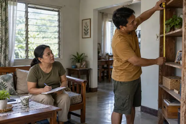 AI-generated scene of a couple planning a small home improvement in the Philippines